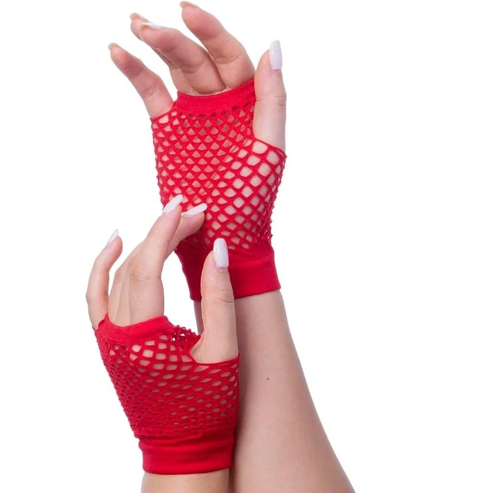 Lot of 25 Fingerless Nylon Mesh Fishnet Gloves 80's Party, Dance Team, Costumes